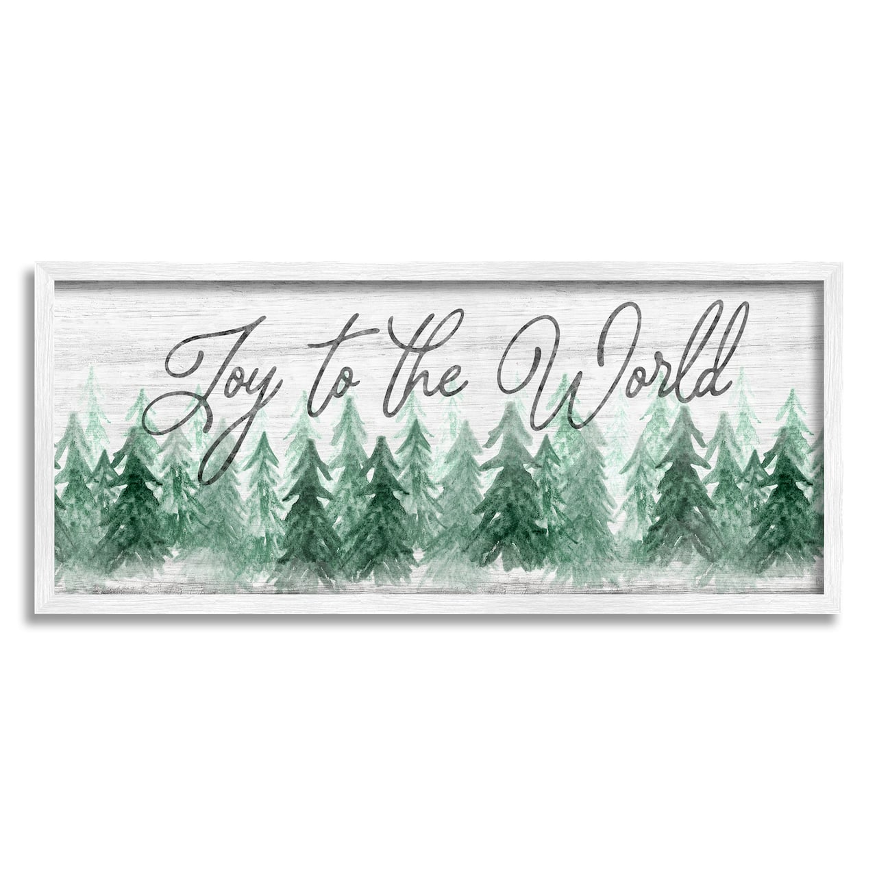 Stupell Industries Joy to the World Pine Trees Framed Giclee Art